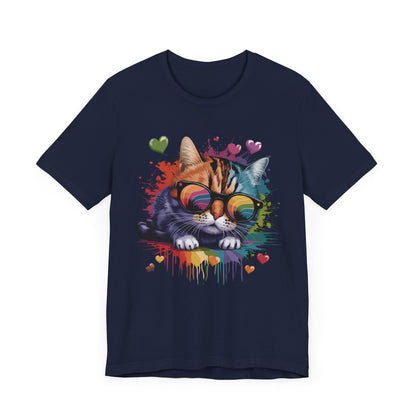 Rainbow Cool Cat T-Shirt – Vibrant and Fun Design for Cat Lovers