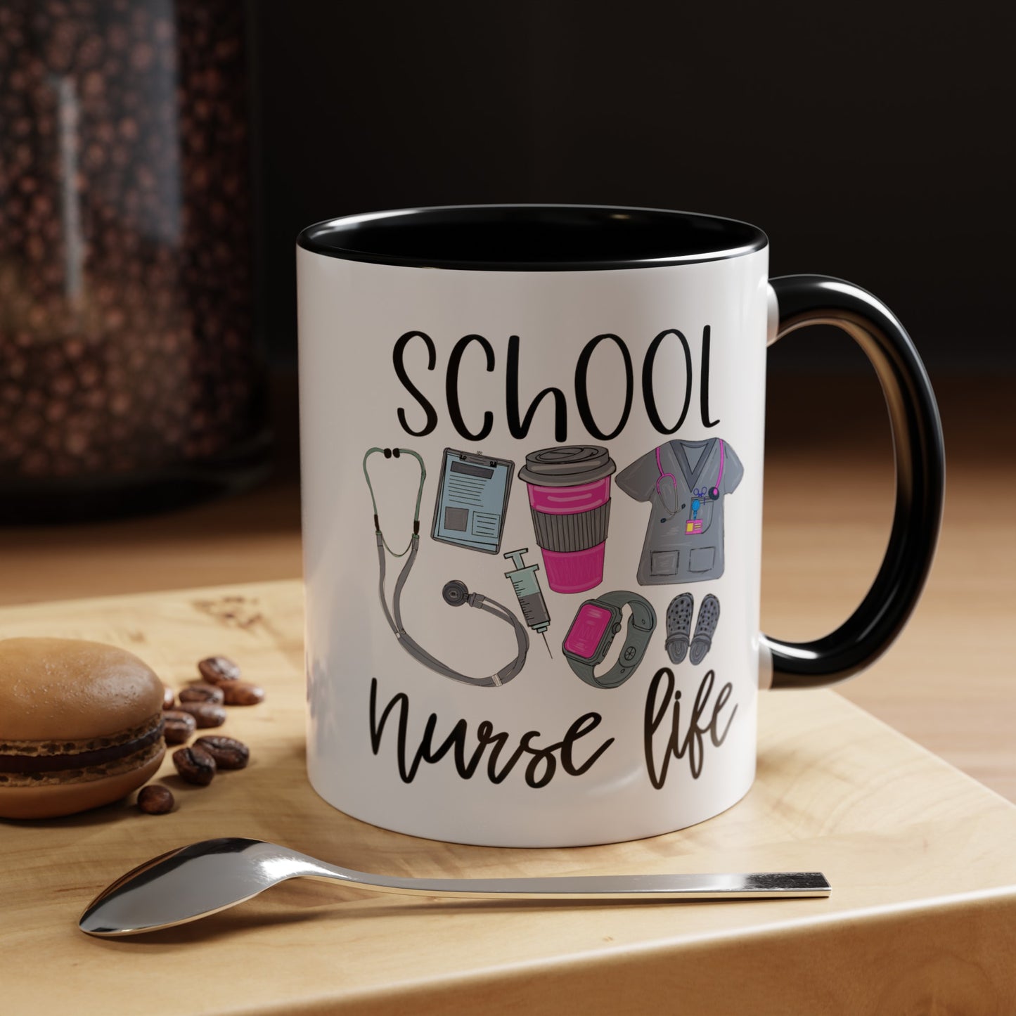 Custom, School Nurse Life Accent Coffee Mug