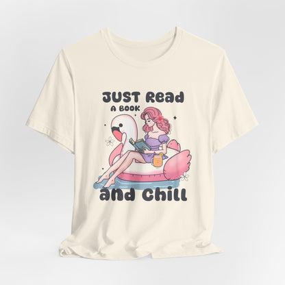 Just Read and Chill T-Shirt – Retro Kawaii Flamingo Design for Book Lovers