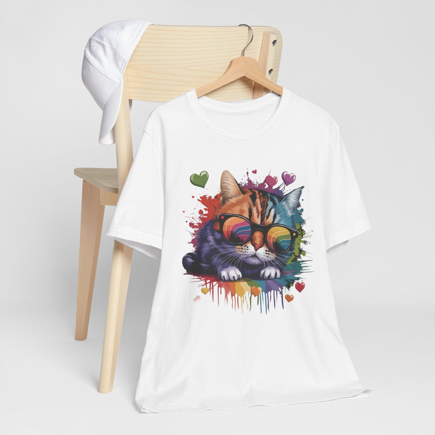 Rainbow Cool Cat T-Shirt – Vibrant and Fun Design for Cat Lovers