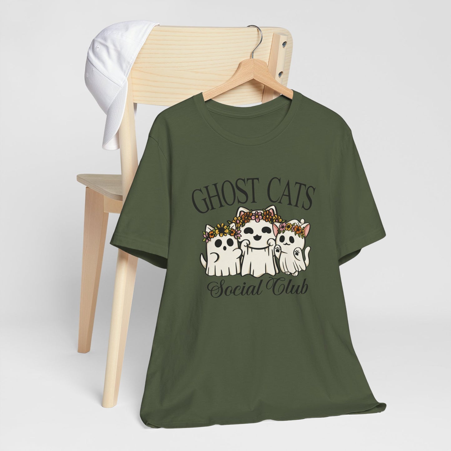 Join the Fun with the "Ghost Cats Social Club" Halloween T-Shirt