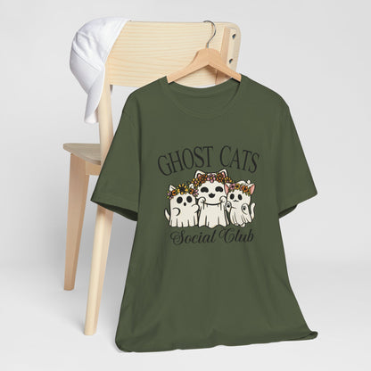 Join the Fun with the "Ghost Cats Social Club" Halloween T-Shirt