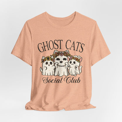 Ghost Cats Social Club T-Shirt – Unique & Whimsical Cat-Themed Apparel