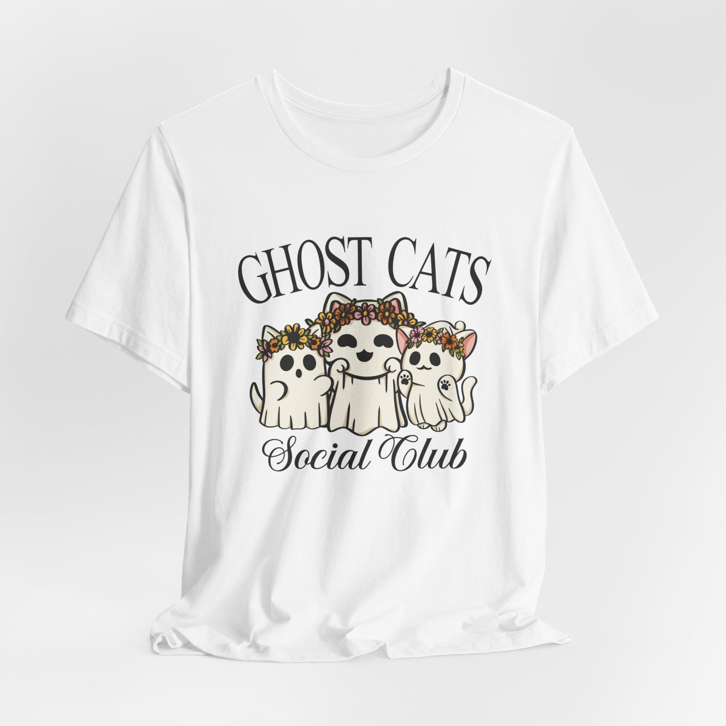 Join the Fun with the "Ghost Cats Social Club" Halloween T-Shirt