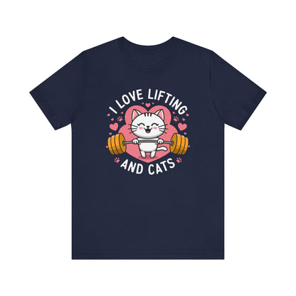 I Love Lifting and Cats T-Shirt – Perfect Gym Wear for Fitness Buffs and Cat Lovers