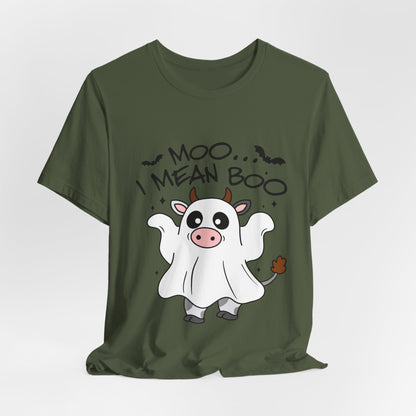 Moo, I Mean Boo! Spooky Cow Halloween T-Shirt