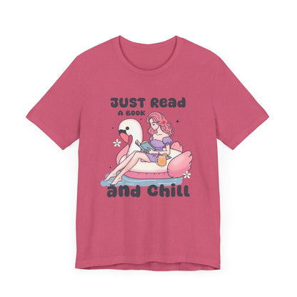 Just Read and Chill T-Shirt – Retro Kawaii Flamingo Design for Book Lovers