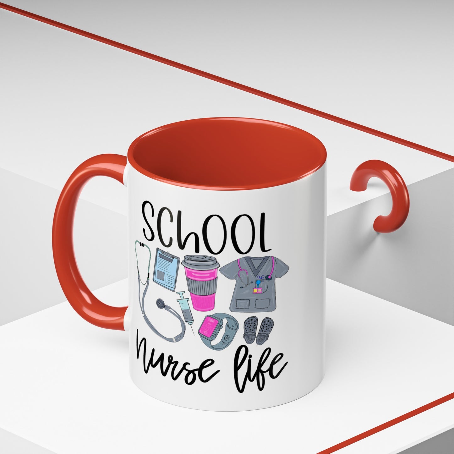 Custom, School Nurse Life Accent Coffee Mug