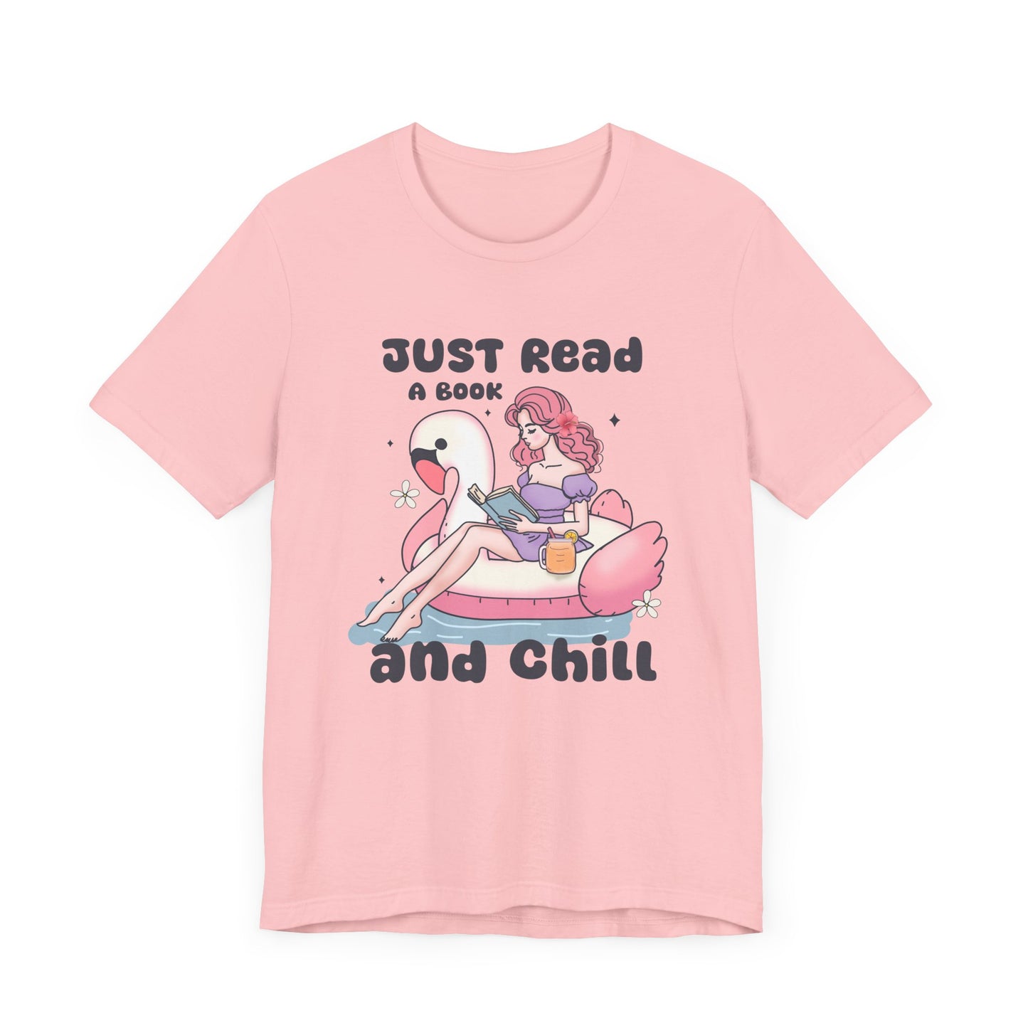 Just Read and Chill T-Shirt – Retro Kawaii Flamingo Design for Book Lovers