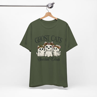 Ghost Cats Social Club T-Shirt – Unique & Whimsical Cat-Themed Apparel