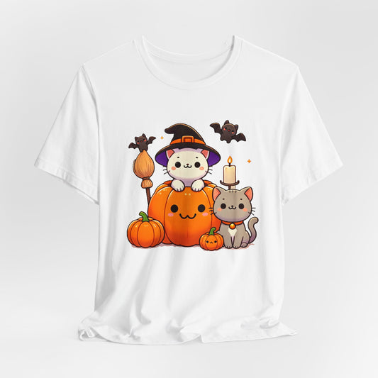 Meow-loween Magic: Kitties & Pumpkins Halloween T-Shirt