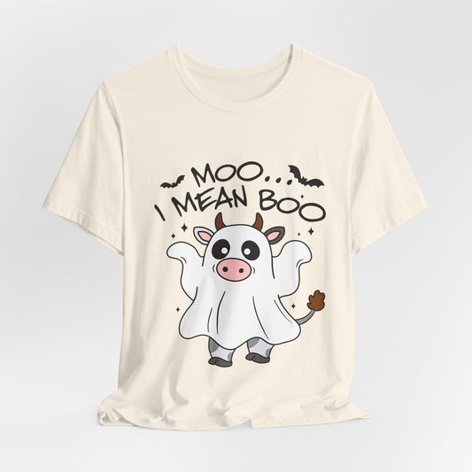 Moo, I Mean Boo! Spooky Cow Halloween T-Shirt