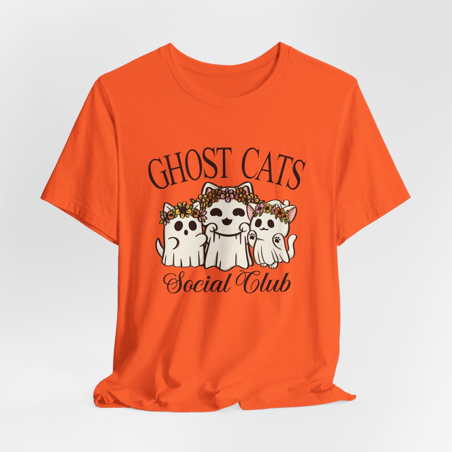 Join the Fun with the "Ghost Cats Social Club" Halloween T-Shirt