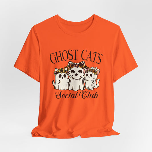 Join the Fun with the "Ghost Cats Social Club" Halloween T-Shirt