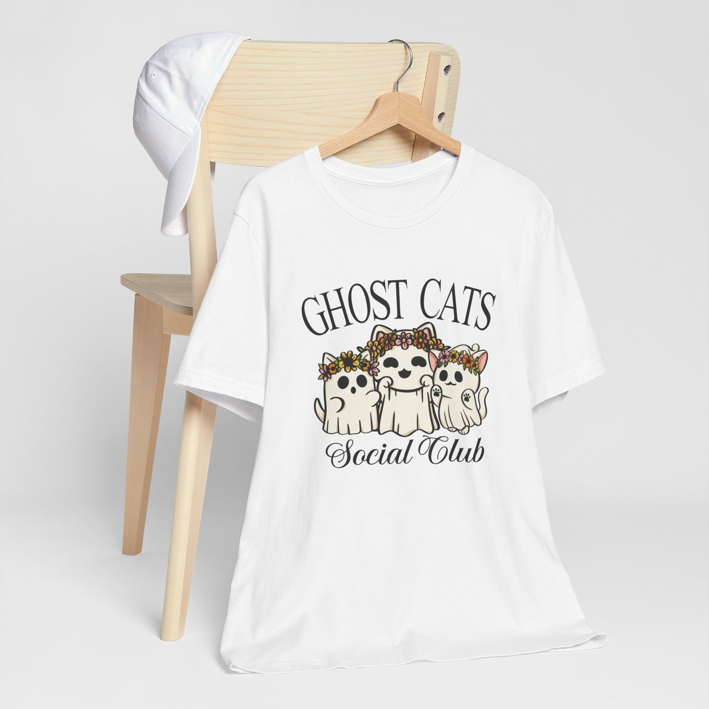 Join the Fun with the "Ghost Cats Social Club" Halloween T-Shirt