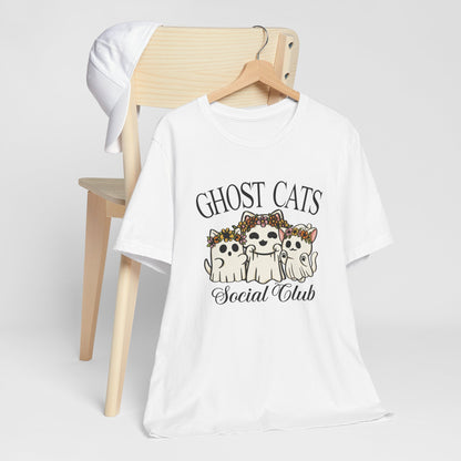 Join the Fun with the "Ghost Cats Social Club" Halloween T-Shirt