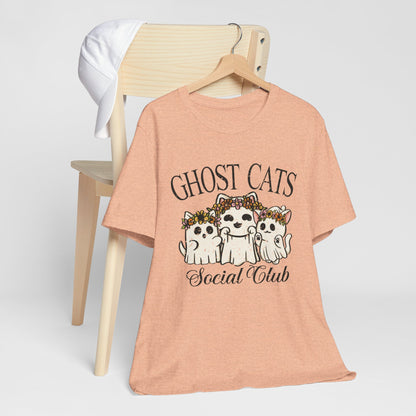 Ghost Cats Social Club T-Shirt – Unique & Whimsical Cat-Themed Apparel