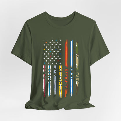 Heroes United T-Shirt – Honoring Military, Police, Firefighters, EMS, Doctors & Nurses