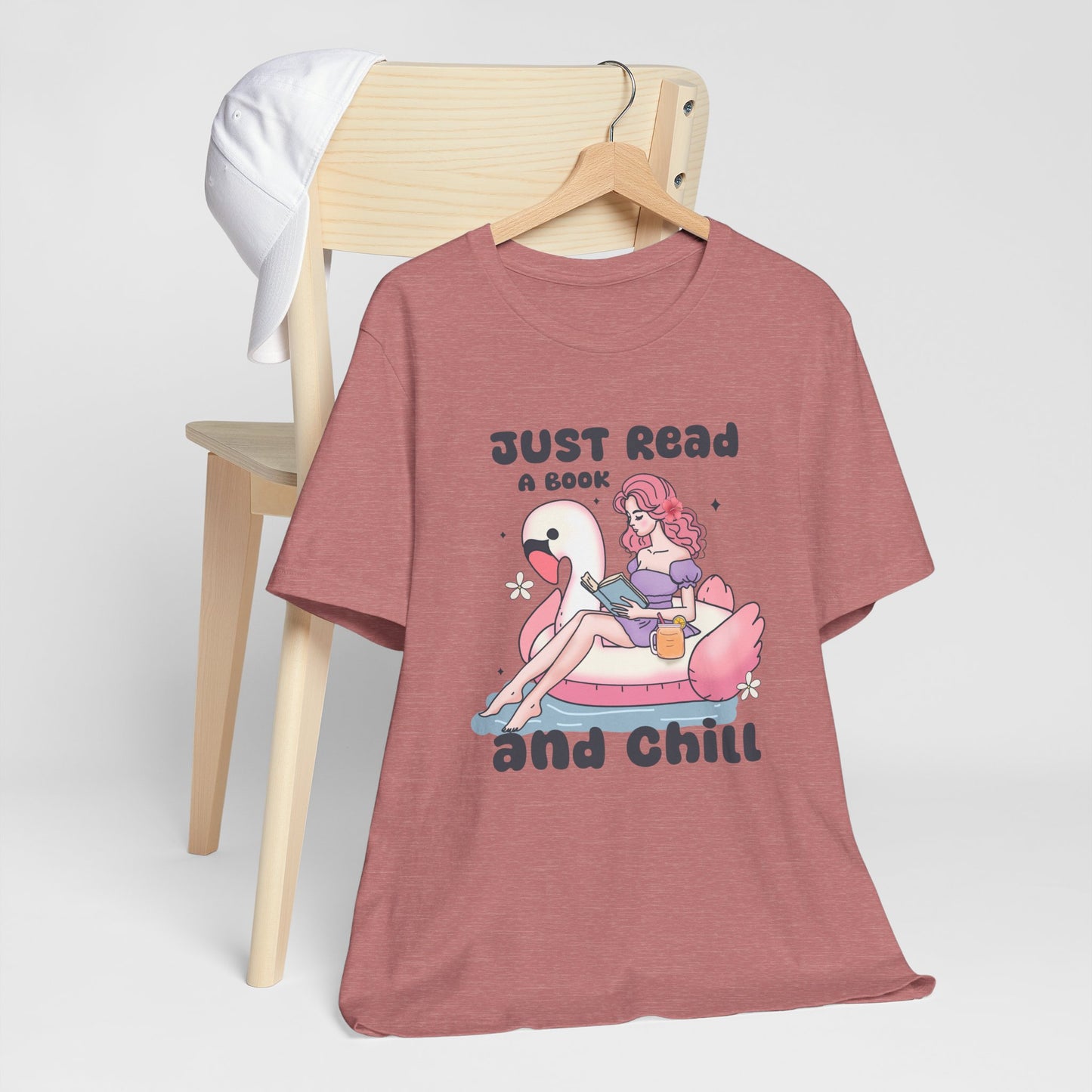 Just Read and Chill T-Shirt – Retro Kawaii Flamingo Design for Book Lovers