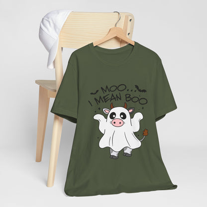 Moo, I Mean Boo! Spooky Cow Halloween T-Shirt