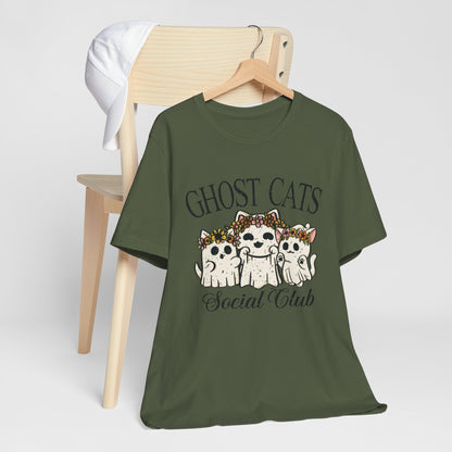 Ghost Cats Social Club T-Shirt – Unique & Whimsical Cat-Themed Apparel