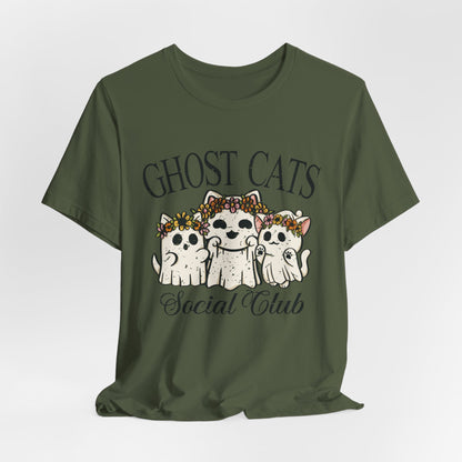 Ghost Cats Social Club T-Shirt – Unique & Whimsical Cat-Themed Apparel