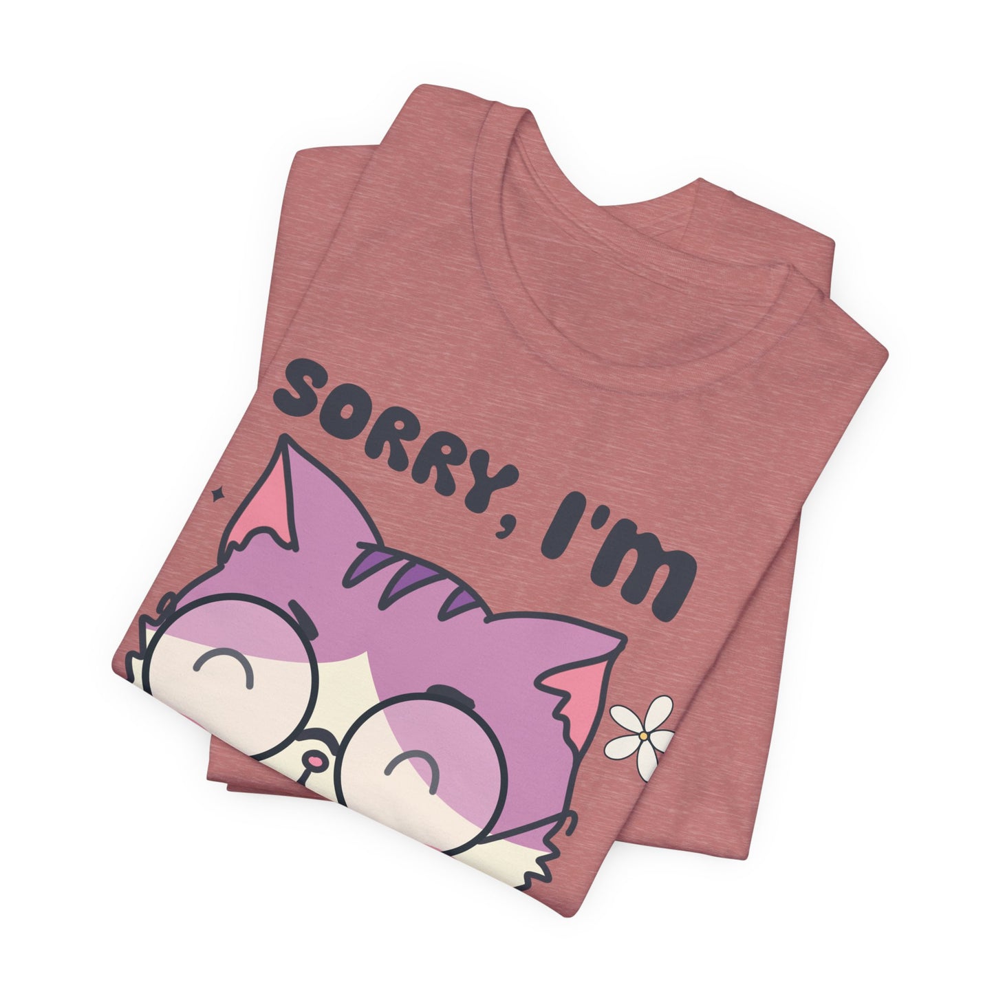 Adorable 'Sorry, I’m All Booked Up' T-Shirt for Book and Cat Lovers