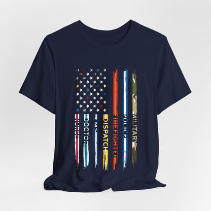 Heroes United T-Shirt – Honoring Military, Police, Firefighters, EMS, Doctors & Nurses