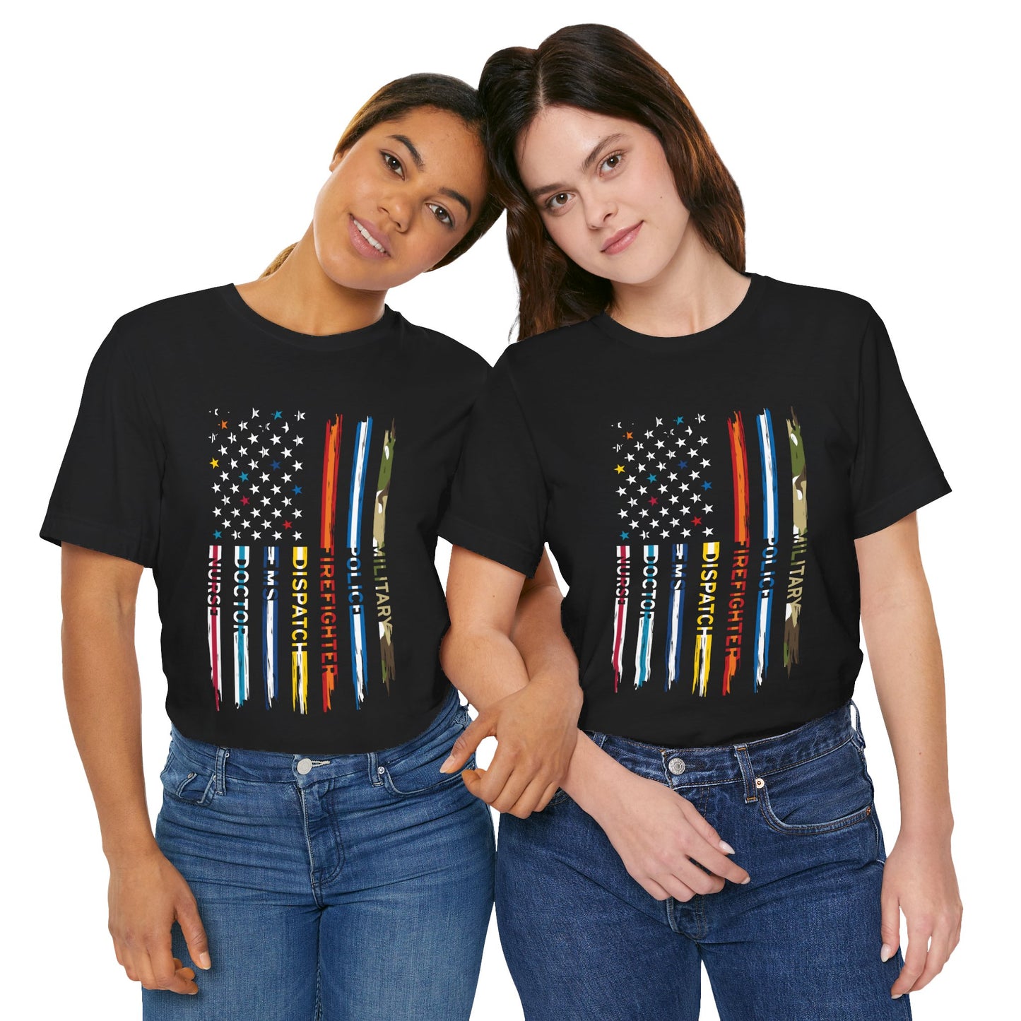 Heroes United T-Shirt – Honoring Military, Police, Firefighters, EMS, Doctors & Nurses