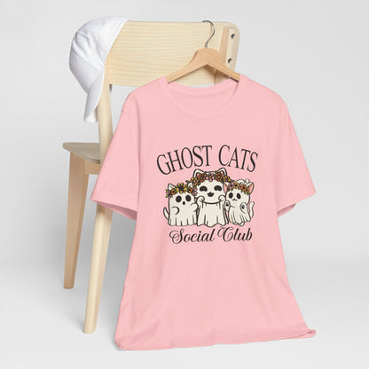 Join the Fun with the "Ghost Cats Social Club" Halloween T-Shirt