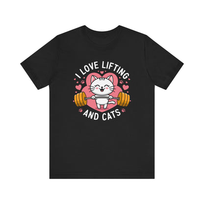 I Love Lifting and Cats T-Shirt – Perfect Gym Wear for Fitness Buffs and Cat Lovers