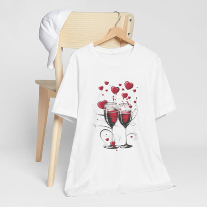 Romantic Wine Glass Valentine's T-Shirt – Celebrate Love in Style