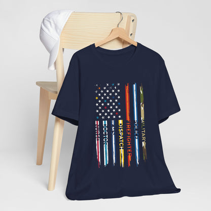 Heroes United T-Shirt – Honoring Military, Police, Firefighters, EMS, Doctors & Nurses