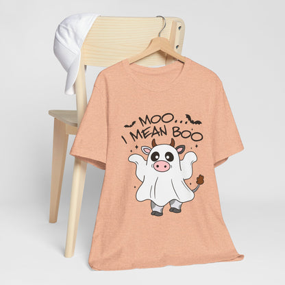 Moo, I Mean Boo! Spooky Cow Halloween T-Shirt