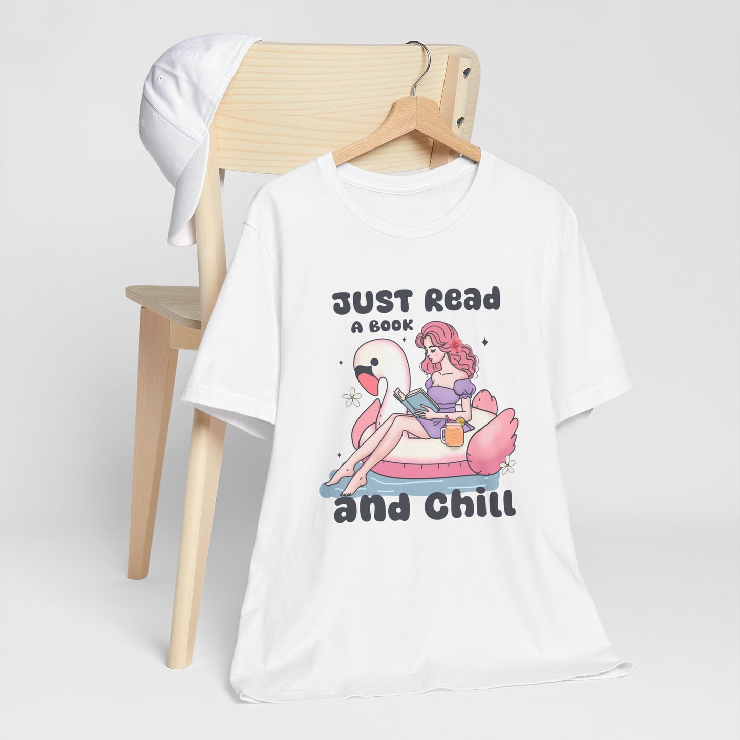 Just Read and Chill T-Shirt – Retro Kawaii Flamingo Design for Book Lovers