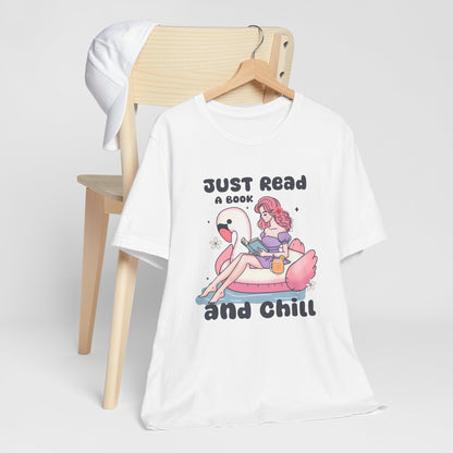 Just Read and Chill T-Shirt – Retro Kawaii Flamingo Design for Book Lovers