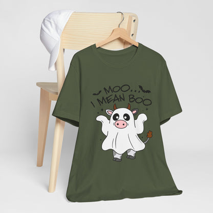 Moo, I Mean Boo! Spooky Cow Halloween T-Shirt