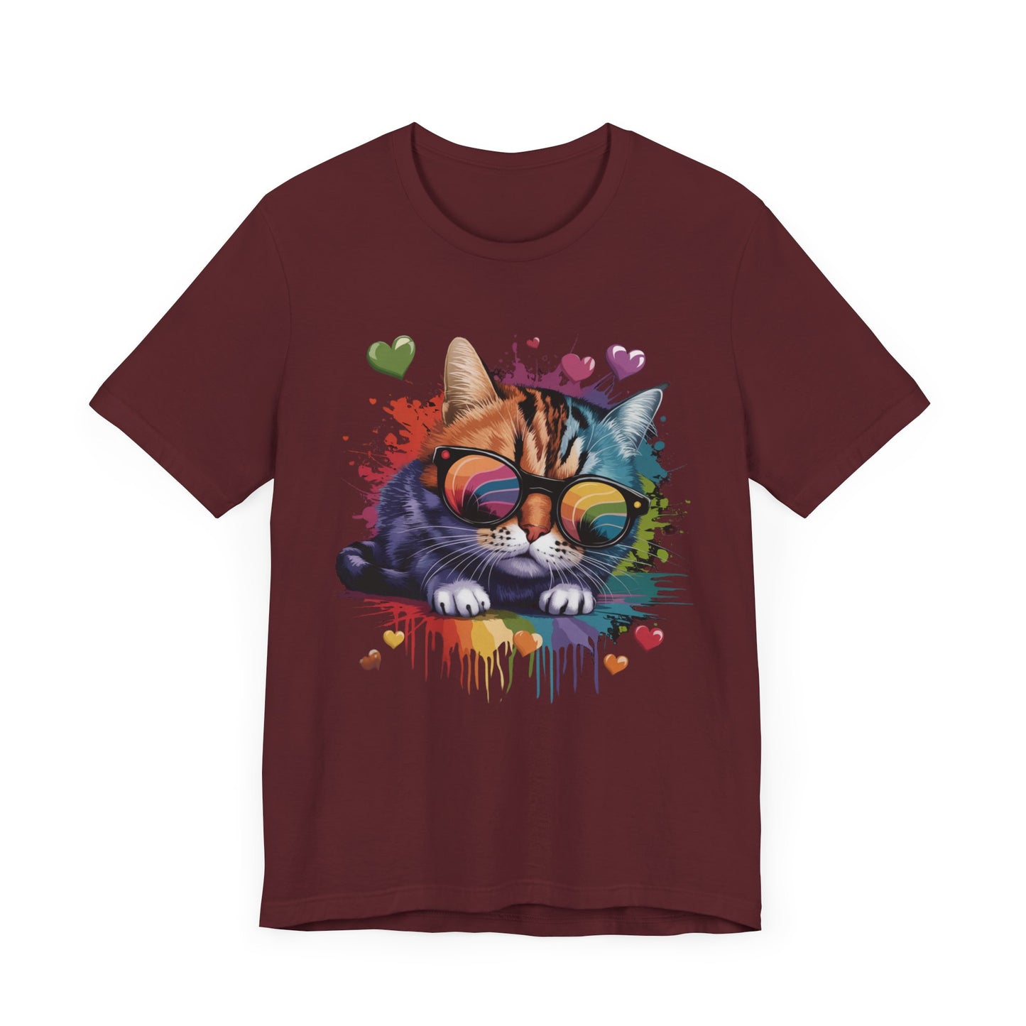 Rainbow Cool Cat T-Shirt – Vibrant and Fun Design for Cat Lovers