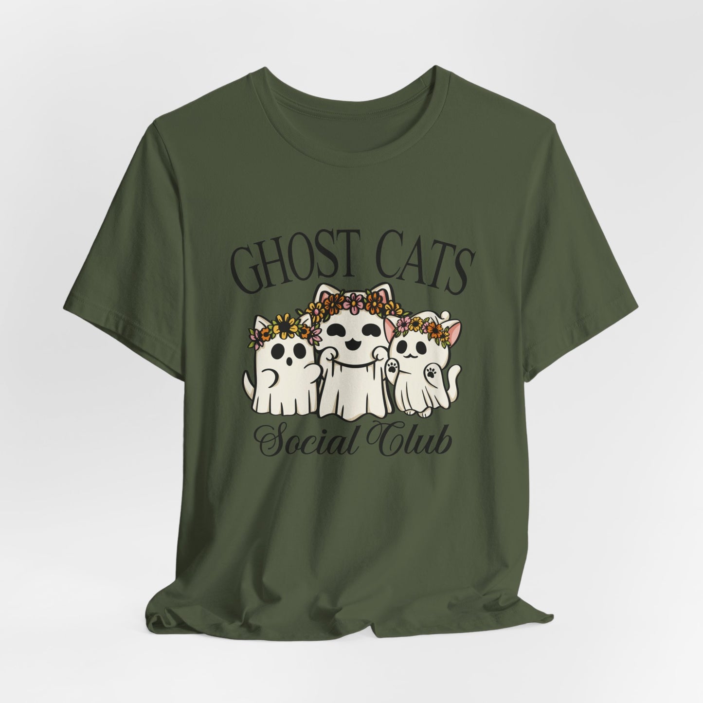 Join the Fun with the "Ghost Cats Social Club" Halloween T-Shirt