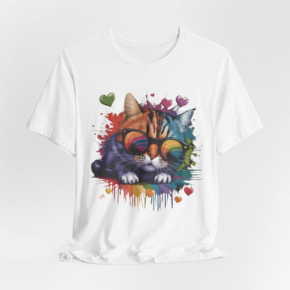 Rainbow Cool Cat T-Shirt – Vibrant and Fun Design for Cat Lovers