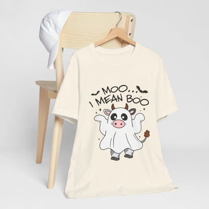 Moo, I Mean Boo! Spooky Cow Halloween T-Shirt