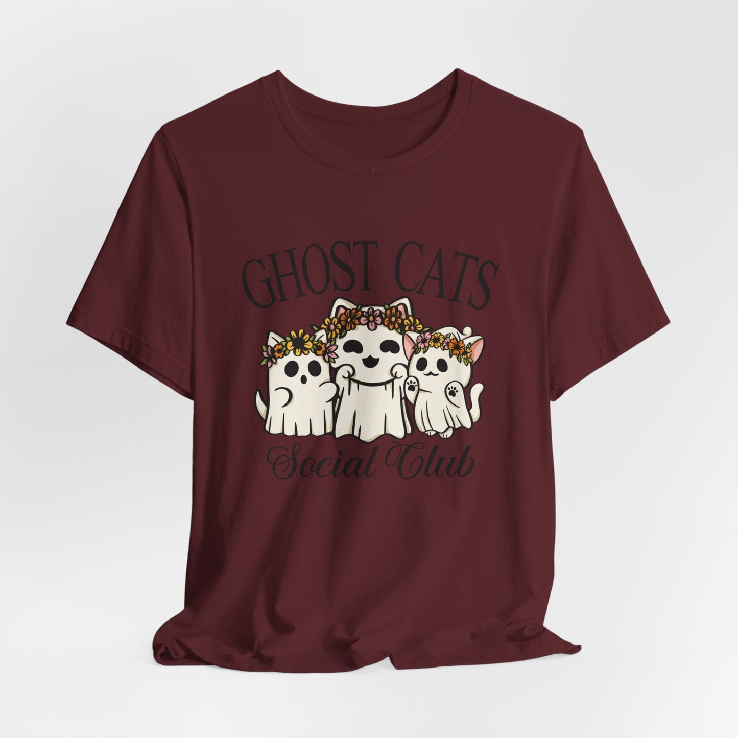 Join the Fun with the "Ghost Cats Social Club" Halloween T-Shirt