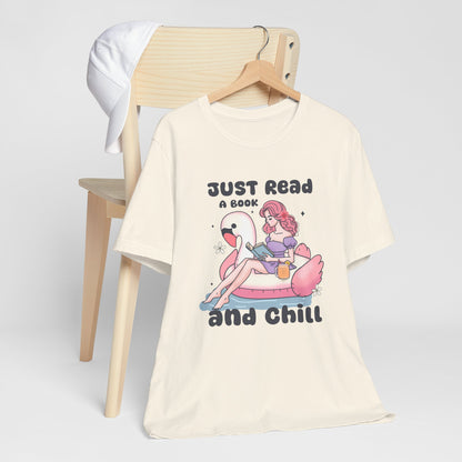 Just Read and Chill T-Shirt – Retro Kawaii Flamingo Design for Book Lovers