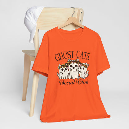 Join the Fun with the "Ghost Cats Social Club" Halloween T-Shirt