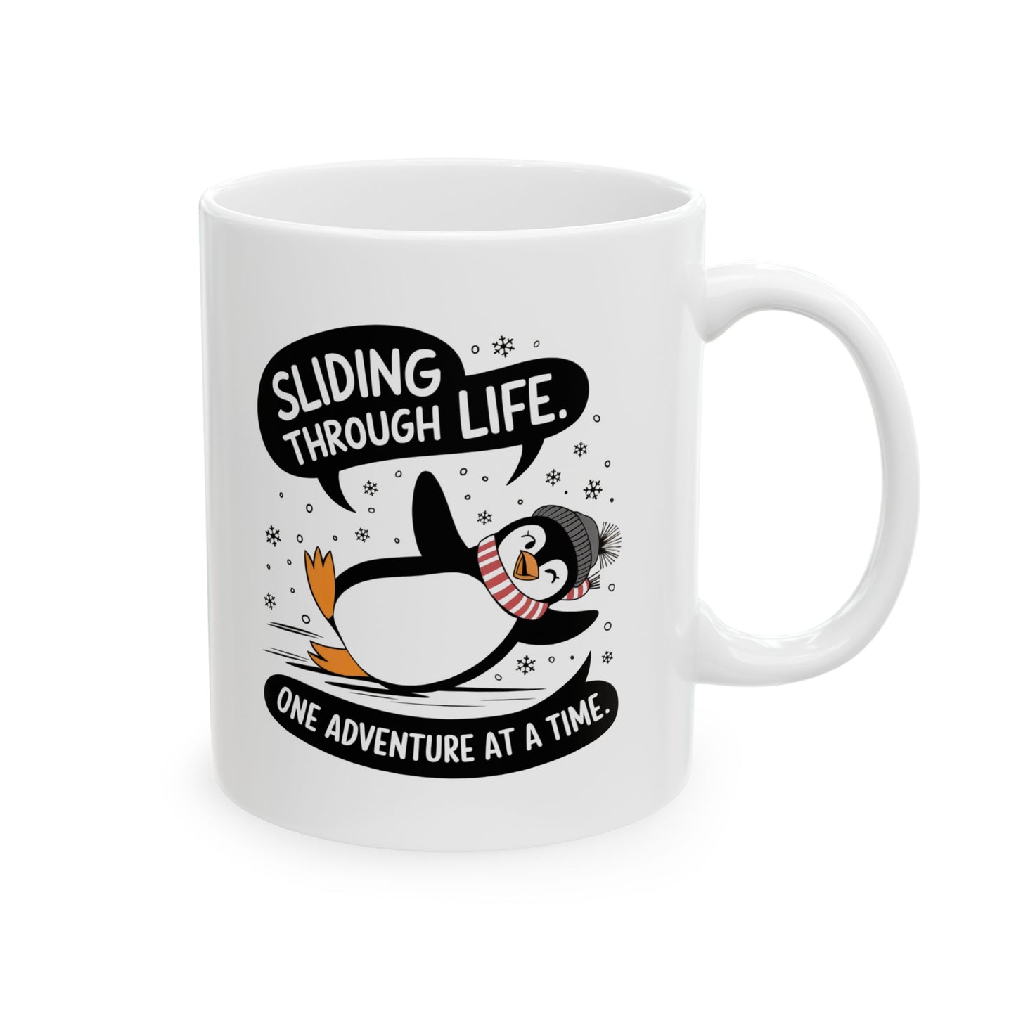 Sliding Through Life Penguin Mug – Fun and Cozy Winter Drinkware