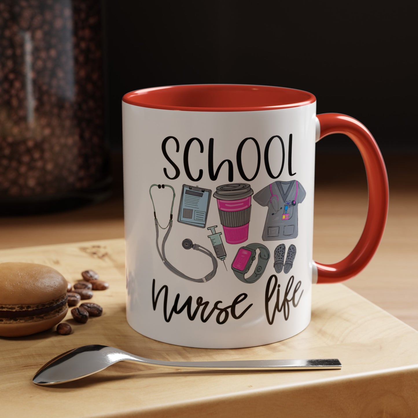 Custom, School Nurse Life Accent Coffee Mug