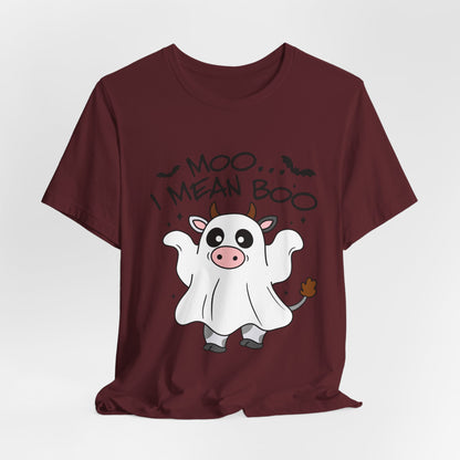 Moo, I Mean Boo! Spooky Cow Halloween T-Shirt