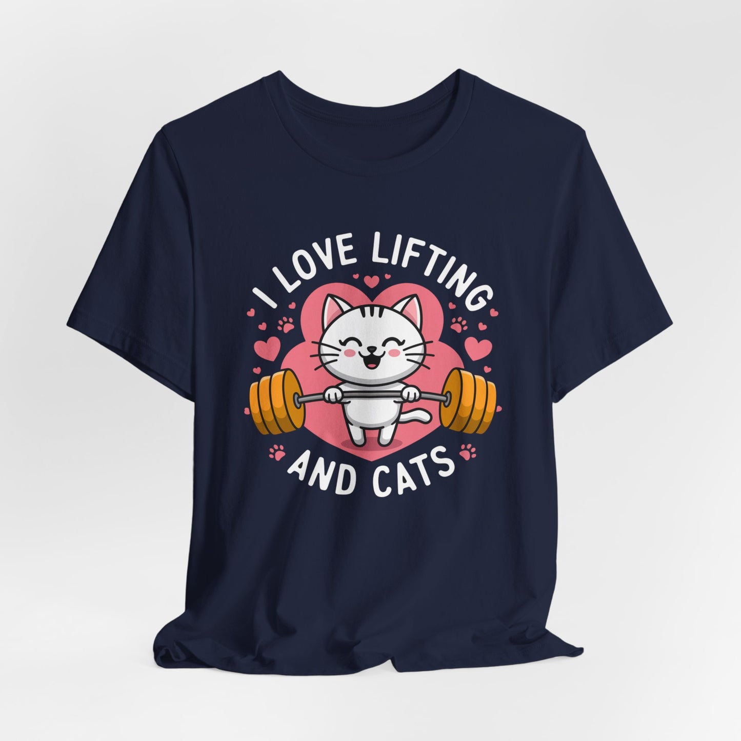 I Love Lifting and Cats T-Shirt – Perfect Gym Wear for Fitness Buffs and Cat Lovers