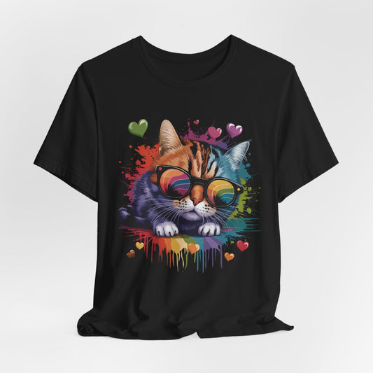 Rainbow Cool Cat T-Shirt – Vibrant and Fun Design for Cat Lovers