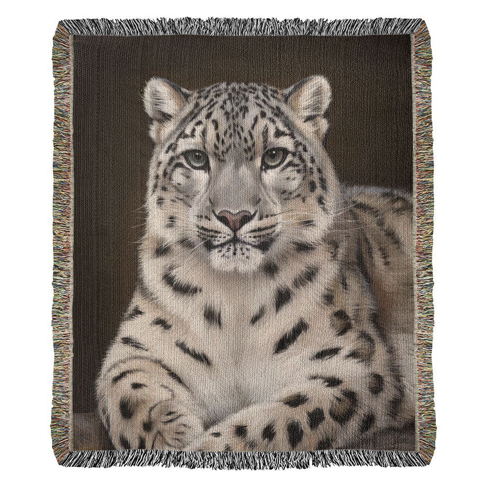 Majestic Snow Leopard Woven Blanket – The Perfect Valentine's Gift for Wildlife Lovers